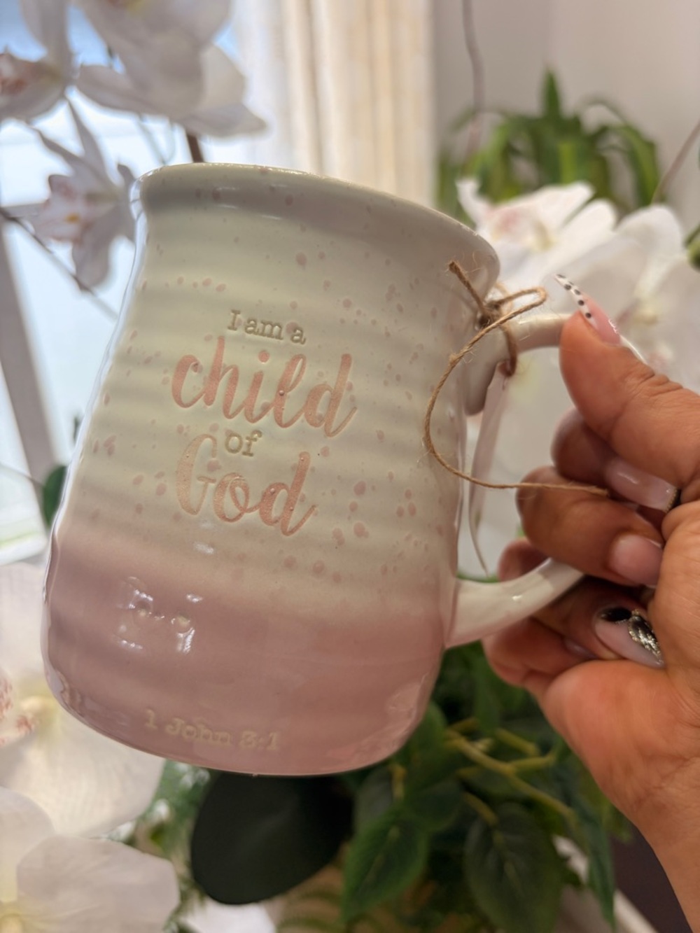 "I am a Child of God" Pink Ombre Ceramic Mug -John 3:01